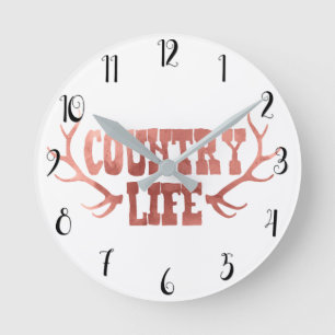 Horloge Ronde Bois de cerf Vie Country Peach Rose Gold Glam