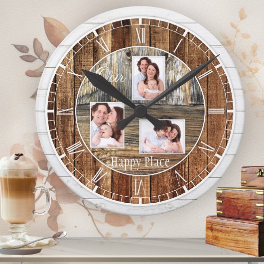 Horloge Ronde Bois rustique moderne 3 photos