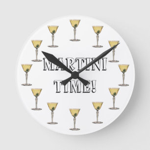 Horloge Ronde Boissons Vintage Drinks, Cocktail Martini aux oliv