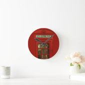 Horloge Ronde Boîte téléphonique rouge vintage (Maison)