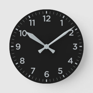 Horloge Ronde Bold Black Gray Gloss Minimum Wall Clock