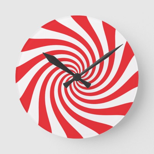 Horloge Ronde Bonbons de Noël rouges et blancs (Recto)