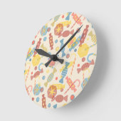 Horloge Ronde Bonbons et motif de sucrerie (Angle)