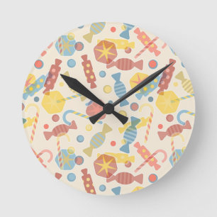 Horloge Ronde Bonbons et motif de sucrerie