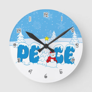 Horloge Ronde Bonhomme de neige de la paix Graphiques Screwball