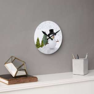 Horloge Ronde Bonhomme de neige Décoration de Noël à la maison