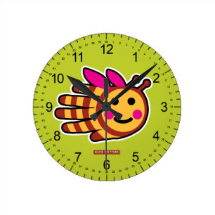Horloge Ronde Bonne abeille au miel aux ailes roses