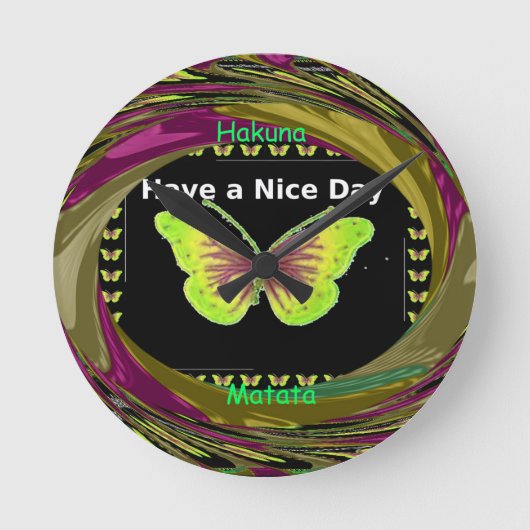 Horloge Ronde Bonne journée : Belle infinité papillons art (Recto)