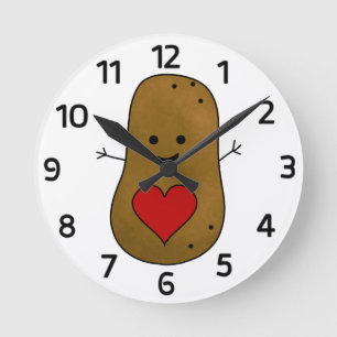 Horloge Ronde Bonne Pomme de terre Valentine, Amour et Coeurs