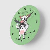 Horloge Ronde Bonne vache avec dessin animé de biberon (Angle)