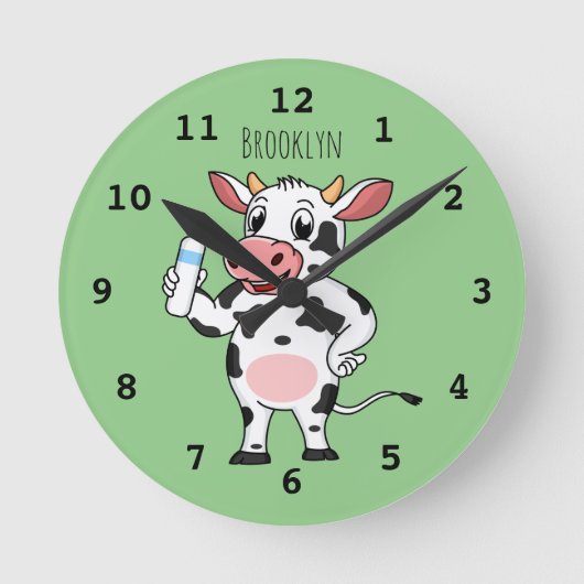Horloge Ronde Bonne vache avec dessin animé de biberon (Recto)