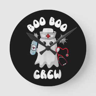 Horloge Ronde Boo Boo Crew Cute Nurse Ghost Funny Halloween