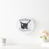 Horloge Ronde Booktrovert chat avec livre et étoiles (Maison)