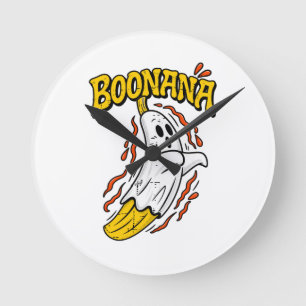 Horloge Ronde Boonana Mignon Fantôme Banane Halloween