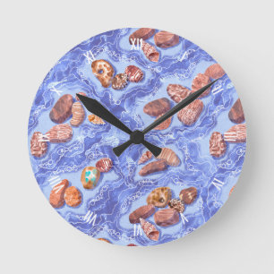 Horloge Ronde Bord de mer, vagues, galets