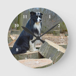 Horloge Ronde Border Collie Clock