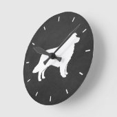 Horloge Ronde Bordure Collie Silhouette (Angle)