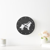 Horloge Ronde Bordure Collie Silhouette (Maison)