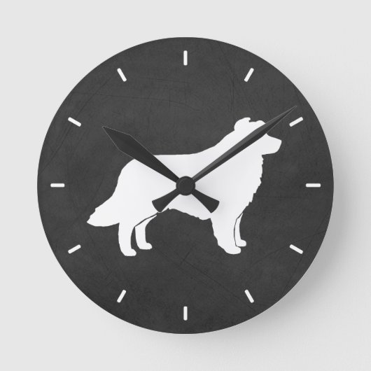 Horloge Ronde Bordure Collie Silhouette (Recto)