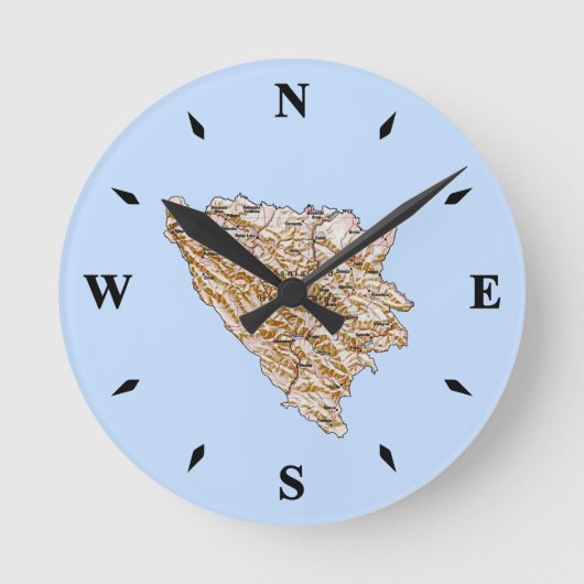 Horloge Ronde Bosnia Herzégovine Map Clock (Recto)