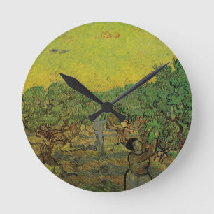 Horloge Ronde Bosquet d'oliviers de Van Gogh avec personnages cu