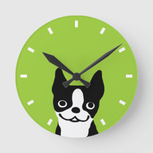 Horloge Ronde Boston mignon Terrier - couleur personnalisable