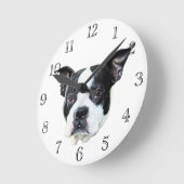Horloge Ronde Boston terrier (Angle)