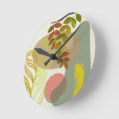 Horloge Ronde Botanique Boho jaune vert (Angle)