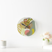 Horloge Ronde Botanique Boho jaune vert (Maison)