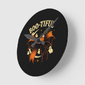 Horloge Ronde Botiful Funny Halloween Coquette Bow Citrouille (Angle)