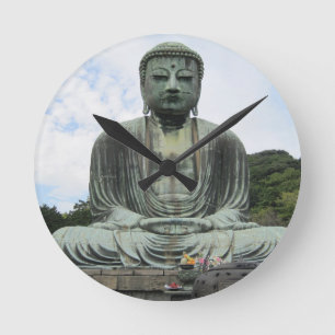Horloge Ronde Bouddha Statue Bouddhisme