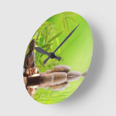 Horloge Ronde bouddha zen jardin de sérénité (Angle)