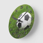 Horloge Ronde Boule de football en herbe (Angle)