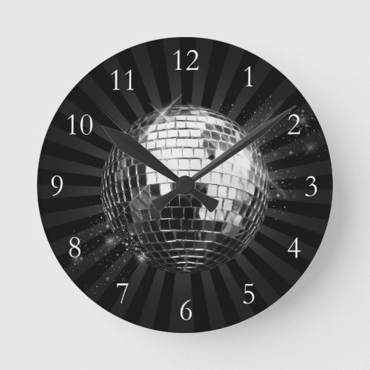 Horloge Ronde Boule Disco avec Arrière - plan noir (Recto)