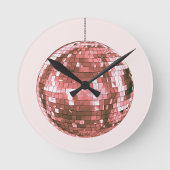 Horloge Ronde Boule Disco Rose, Esthétique Fille, Style Glam ann