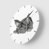 Horloge Ronde Bouledogue de lignes (Angle)