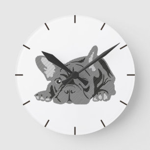 Horloge Ronde Bouledogue de lignes