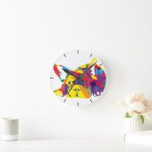 Horloge Ronde Bouledogue Français arc-en-ciel (Maison)