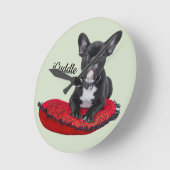 Horloge Ronde Bouledogue français d'iCuddle adorable (Angle)