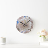 Horloge Ronde Boules De Fleur Rose. (Maison)