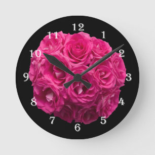 Horloge Ronde Bouquet de fleurs roses Couvercle murale
