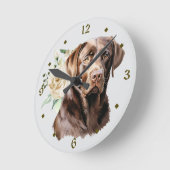 Horloge Ronde Bouquet de Rose blanche Chocolat Labrador Retrieve (Angle)