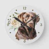 Horloge Ronde Bouquet de Rose blanche Chocolat Labrador Retrieve (Recto)