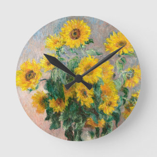 Horloge Ronde Bouquet of Sunflowers by Monet Impressionist
