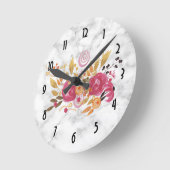 Horloge Ronde Bouquet sur Marble Texture (Angle)