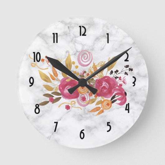 Horloge Ronde Bouquet sur Marble Texture (Recto)
