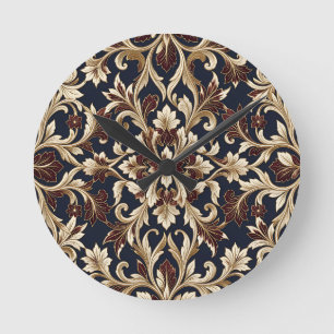 Horloge Ronde Bourgogne doré motif damassé baroque orné