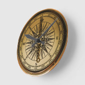 Horloge Ronde Boussole en laiton vieux nostalgique Steampunk (Angle)