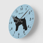 Horloge Ronde Bouvier des Flandres Chien Silhouette Personnalisé (Angle)