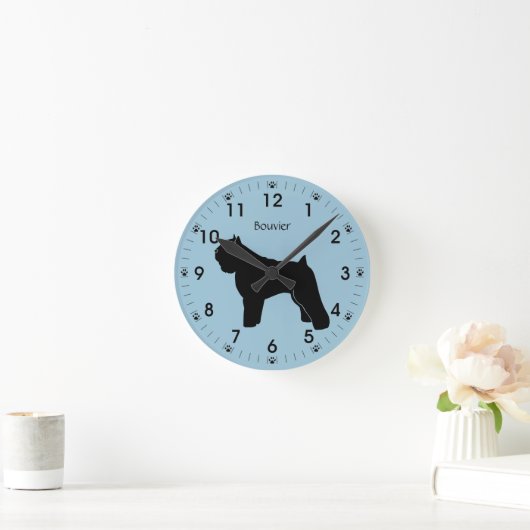 Horloge Ronde Bouvier des Flandres Chien Silhouette Personnalisé (Maison)